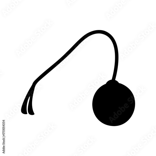 Simple black and white silhouette illustration of a bola or weapon