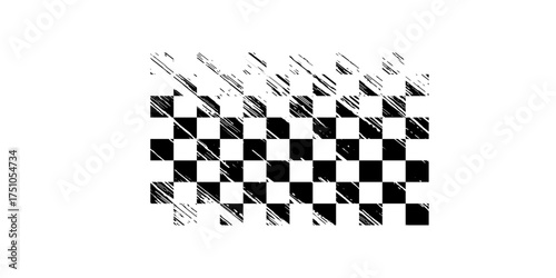 Racing flag grunge design of vector car race sport, auto rally and motocross.