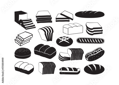 Bread, Bread vector bundle, Bread clipart, Bread silhouette.	