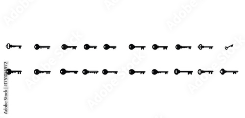 Black Key Icon Set – Vintage and Modern Key Silhouettes Collection