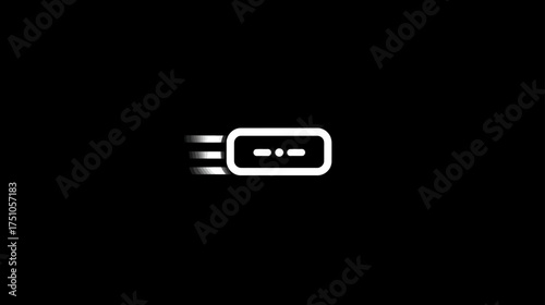 High-speed digital data transfer port line icon with motion blur. Fast connectivity symbol for modern technology and charging.
