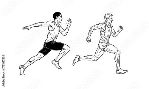 Dynamic athletic figures two men sprinting in motion a graphic representation of speed and competition