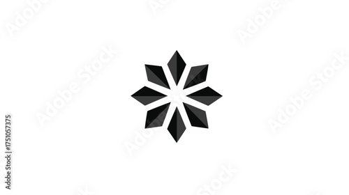 Abstract black geometric symbol with eight sharp points on a clean white background, modern minimalist design element, vector illustration graphic