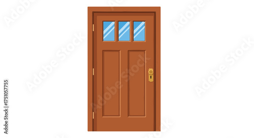 Warm, inviting illustration of a classic paneled door with glass windows creating a sense of home and opportunity