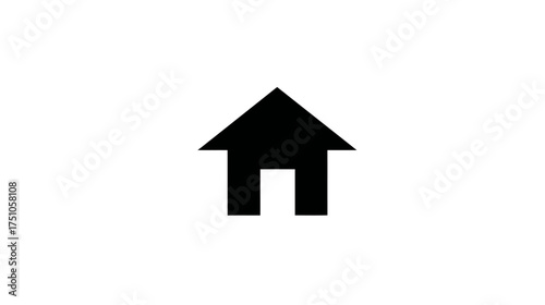 Simple black house icon silhouette on white background representing home, property, real estate, and dwelling concept