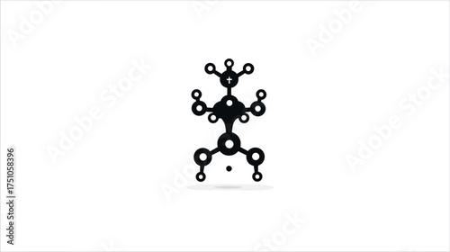 Abstract network figure composed of interconnected circles, symbolizing technology, science, connection, and data structure on white