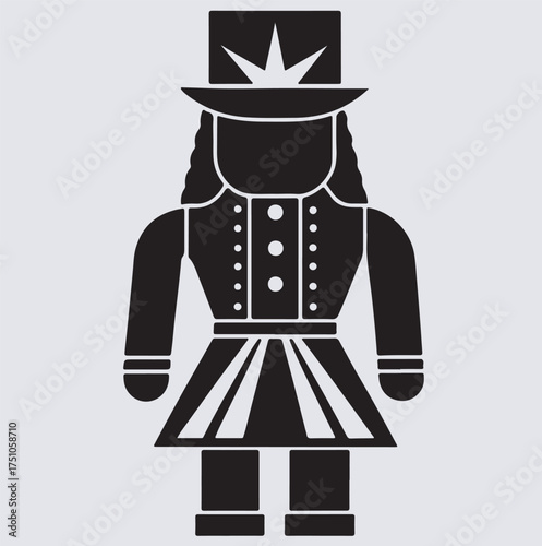 nutcracker silhouette vector art illustration, Nutcracker silhouette in black on a white background