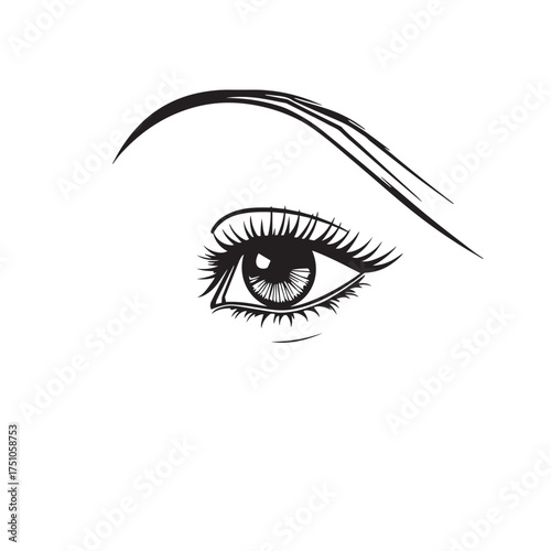 Vector art of close up of a woman eye with long lashes illustration.