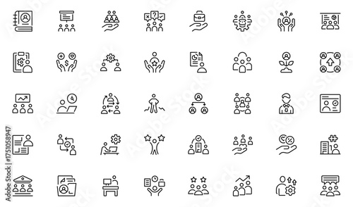 Employee Benefits line icon set. Contains such symbols as sick, benefit, employment, personal, holiday and more. Thin outline icons pack. Vector illustration