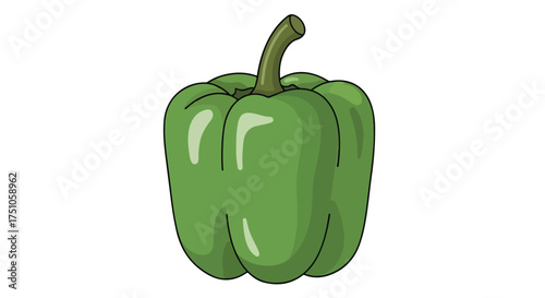 Captivating depiction of a vibrant green bell pepper conveying freshness and culinary appeal, ideal for food blogs or recipe illustrations