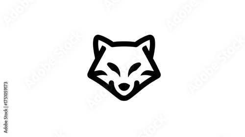Minimalist black and white fox head line art illustration. Simple stylized outline vector graphic of a wild animal face.