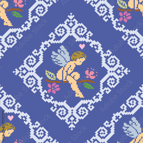 Geometric pattern, seamless horizontal design, designed for background, decoration, fabric, clothing.