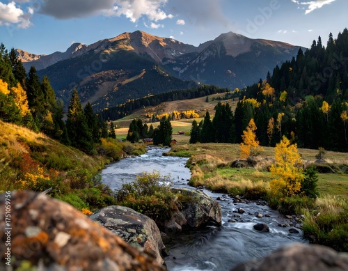 Aerial View of Clean River and Mountains 