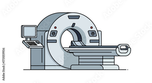 Stylized CT Scanner Illustration Depicting Medical Imaging Technology for Healthcare Professionals and Diagnostic Testing Centers