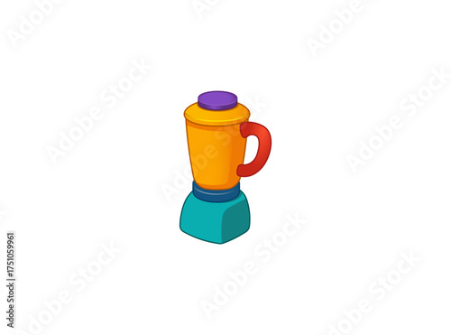 Vector illustration of a blender in blue and yellow colors in a minimalist style on a white background