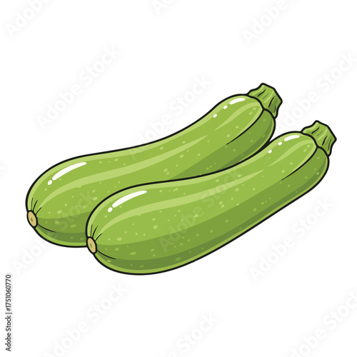 Zucchini Pair Illustration – Black and White Stylized Vegetable Drawing
