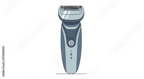 Sleek electric shaver illustration with a modern design featuring a smooth ergonomic grip and precision cutting blades providing grooming convenience