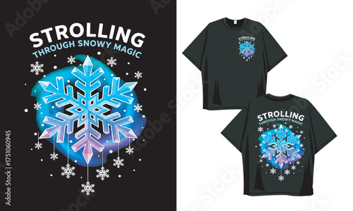 Strolling Through Snowy Magic - Mystical Snowflake Graphic Tee