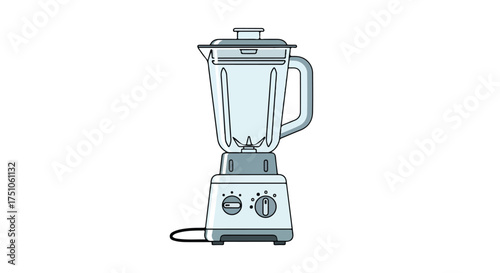Sleek blender illustration in a modern design aesthetic with soft color palette and clean lines for culinary content creation