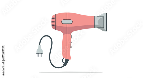 Stylized pink hair dryer illustration for beauty and personal care visuals, simple aesthetic presentation