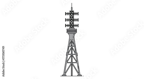 Stylized communications tower illustration against clean background representing communication infrastructure