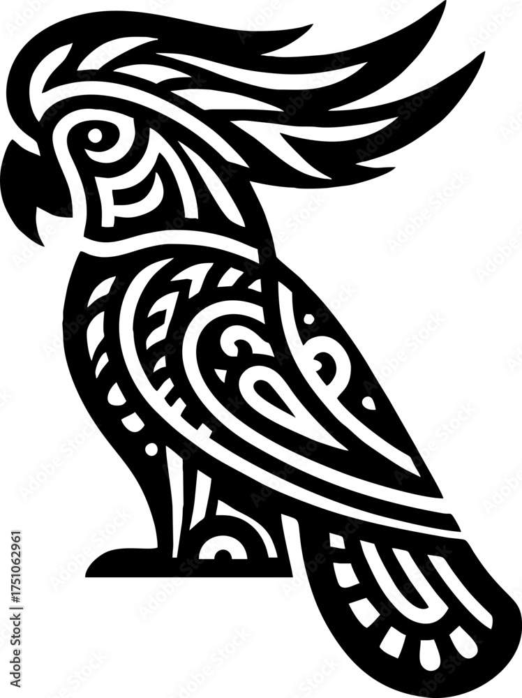 Fototapeta premium Bold Mexican Tribal Cockatoo Vector Silhouette