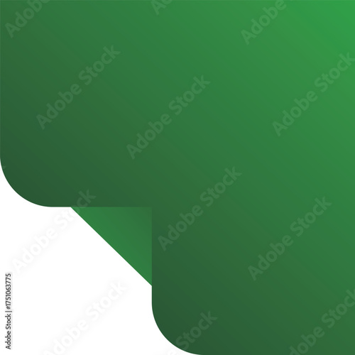 Green Gradient Paper Curl Effect with White Background Keywords: green, gradient, paper, curl, corner, white background, copy space, blank, empty