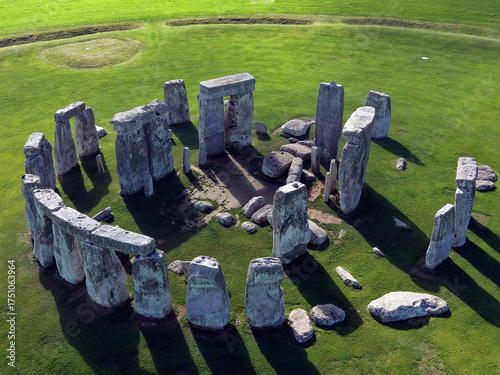 Billede på lærred Drone view of Stonehenge and Wiltshire Countryside in England, UK