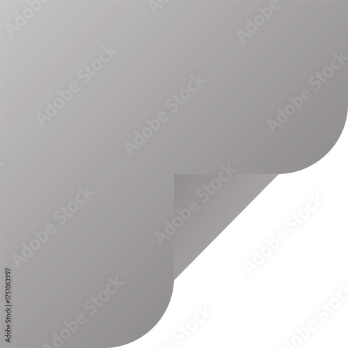 Gray Rounded Corner Paper Curl Effect with White Background Keywords: gray, paper, curl, corner, rounded, effect, white background, copy space