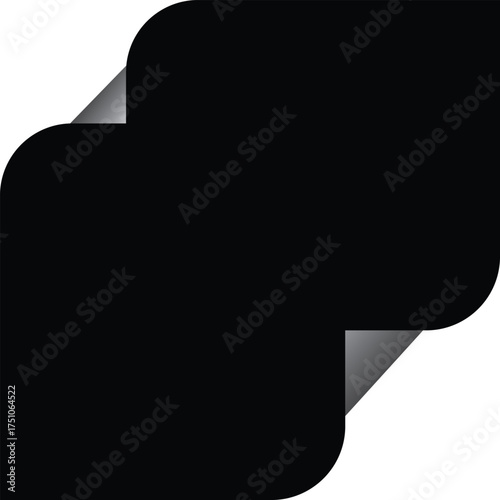 Black Rounded Corner Paper Curl Effect with White Background Keywords: black, paper, curl, corner, rounded, effect, white background, copy space