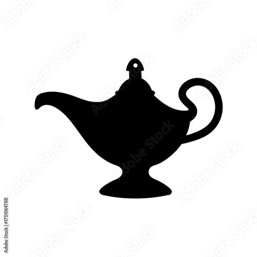 Mysterious silhouette genie lamp iconic symbol of magic wishes and ancient arabian nights fantasy