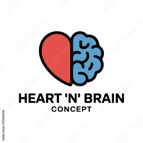 heart and brain concept logo vector