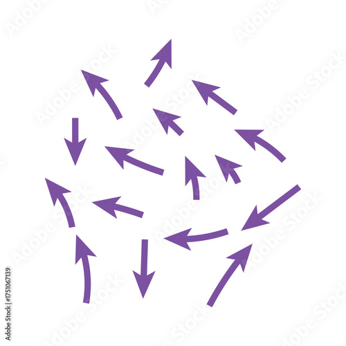 Flowing purple arrows abstract group