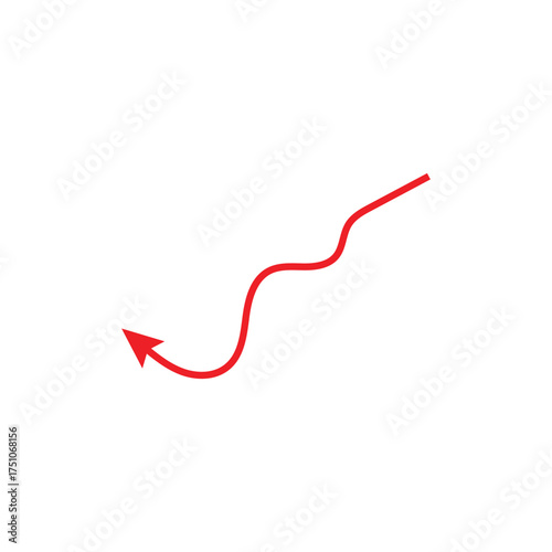 Red arrow graphic wavy line