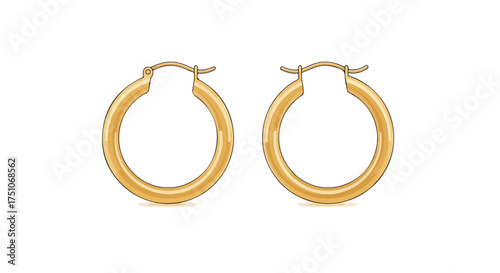 Elegant pair of golden hoop earrings displayed on a clean white background reflecting simplicity and sophistication showcasing timeless design and