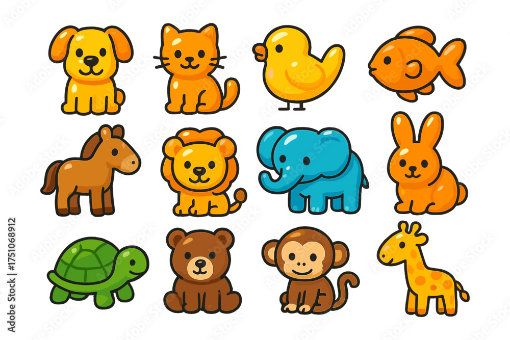Fototapeta premium Cute cartoon animal collection for kids' design projects