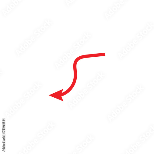 Red arrow curve directional symbol
