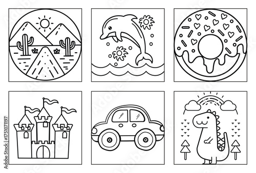 Playful Desert Sea and Fantasy Outlines for Young Artists Coloring Collection Coloring Page