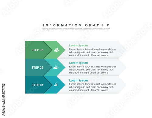 modern design template banner infographic. 3 step process information or presentation with icons