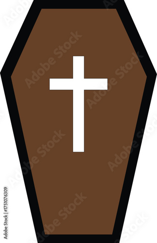 Stylized coffin silhouette with gothic or halloween theme