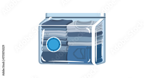 Folded clothes vacuum packed, ideal for saving space in wardrobes or suitcases, easy storage, organized apparel and domestic arrangements