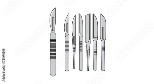 Set of Surgical Scalpels: Medical Instruments for Precision Cutting.