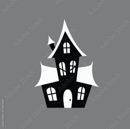 Creepy haunted house illustration with spooky atmosphere and dark colors