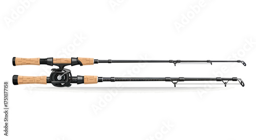 Two Fishing Rods with Reels Angling Equipment for Sport Fishing.
