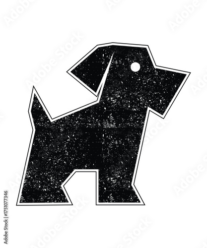 Grunge Style Geometric Dog Vintage Vector Illustration.