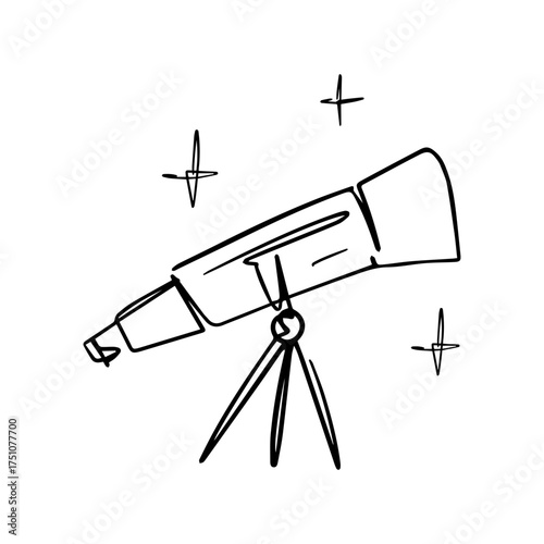 telescope line art doodle illustration
