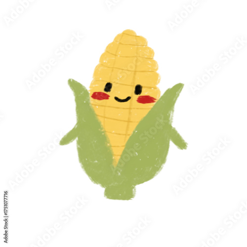 Cute Cartoon Corn on the Cob Illustration