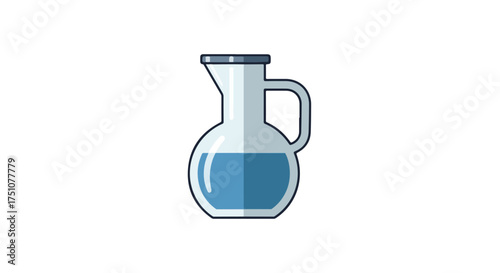 Elegant vector illustration showcasing a glass pitcher filled with refreshing turquoise liquid, designed with sleek lines and modern flair for
