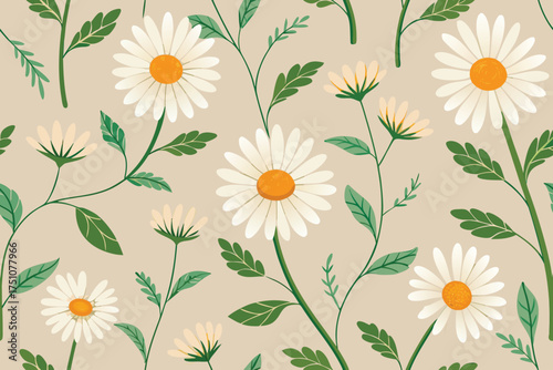 seamless pattern with camomiles