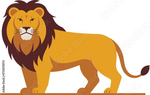 A majestic lion stands proudly, symbolizing strength and royalty.